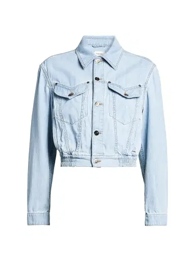 Versace Women's Denim Chambray Blouson Trucker Jacket | Thumbnail 1 Versace Women's Denim Chambray Blouson Trucker Jacket | Thumbnail 1