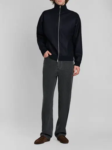 Jil Sander Men's Melton Wool Zip-Front Jacket - Midnight - Size 44 | Thumbnail 2 Jil Sander Men's Melton Wool Zip-Front Jacket - Midnight - Size 44 | Thumbnail 2