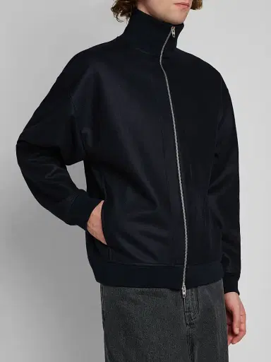 Jil Sander Men's Melton Wool Zip-Front Jacket - Midnight - Size 44 | Thumbnail 5 Jil Sander Men's Melton Wool Zip-Front Jacket - Midnight - Size 44 | Thumbnail 5