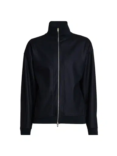 Jil Sander Men's Melton Wool Zip-Front Jacket - Midnight - Size 44 | Thumbnail 1 Jil Sander Men's Melton Wool Zip-Front Jacket - Midnight - Size 44 | Thumbnail 1
