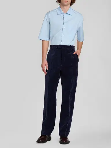 Jil Sander Men's Cotton-Linen Velvet Trousers - Midnight - Size 38 | Thumbnail 2 Jil Sander Men's Cotton-Linen Velvet Trousers - Midnight - Size 38 | Thumbnail 2