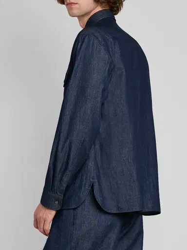 Jil Sander Men's Chambray Button-Front Utility Shirt - Magnet | Thumbnail 3 Jil Sander Men's Chambray Button-Front Utility Shirt - Magnet | Thumbnail 3