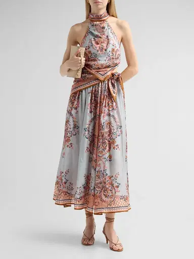 Zimmermann Women's Aster Silk Scarf Top - Blue Paisley Floral | Thumbnail 2 Zimmermann Women's Aster Silk Scarf Top - Blue Paisley Floral | Thumbnail 2