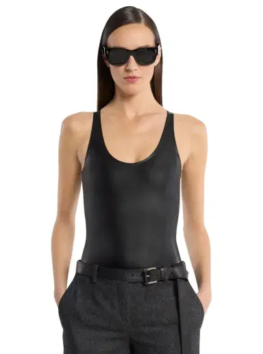 Michael Kors Collection Mixed-Media Bodysuit | Thumbnail 1 Michael Kors Collection Mixed-Media Bodysuit | Thumbnail 1