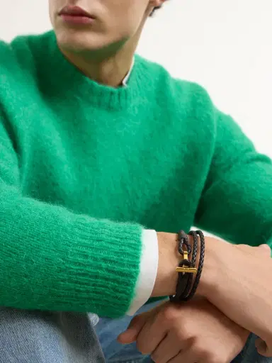 Tom Ford Braided Leather and Gold-Plated Wrap Bracelet - Men | Thumbnail 2 Tom Ford Braided Leather and Gold-Plated Wrap Bracelet - Men | Thumbnail 2
