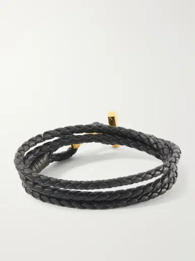 Tom Ford Braided Leather and Gold-Plated Wrap Bracelet - Men | Thumbnail 3 Tom Ford Braided Leather and Gold-Plated Wrap Bracelet - Men | Thumbnail 3