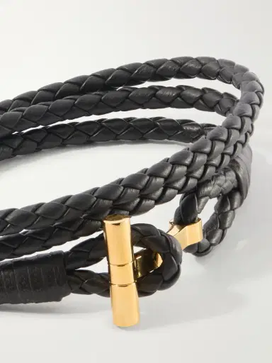 Tom Ford Braided Leather and Gold-Plated Wrap Bracelet - Men | Thumbnail 4 Tom Ford Braided Leather and Gold-Plated Wrap Bracelet - Men | Thumbnail 4