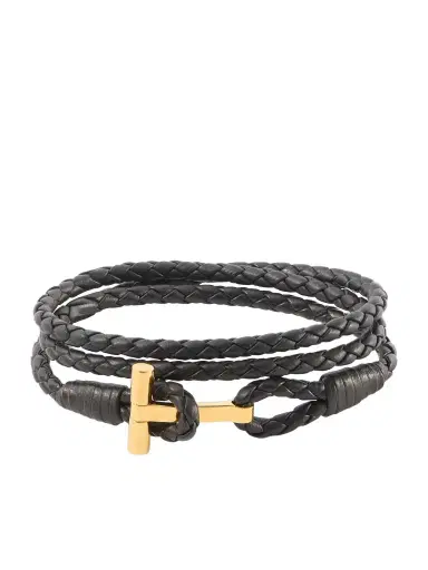 Tom Ford Braided Leather and Gold-Plated Wrap Bracelet - Men | Thumbnail 1 Tom Ford Braided Leather and Gold-Plated Wrap Bracelet - Men | Thumbnail 1