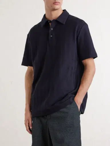 Paul Smith Organic Herringbone Cotton-Piqué Polo Shirt - Men | Thumbnail 3 Paul Smith Organic Herringbone Cotton-Piqué Polo Shirt - Men | Thumbnail 3