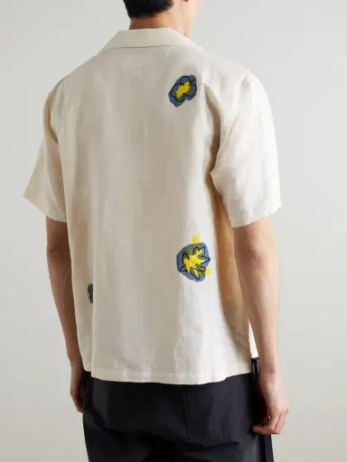 Folk Camp-Collar Printed Embroidered Linen and Cotton-Blend Shirt - Men | Thumbnail 3 Folk Camp-Collar Printed Embroidered Linen and Cotton-Blend Shirt - Men | Thumbnail 3