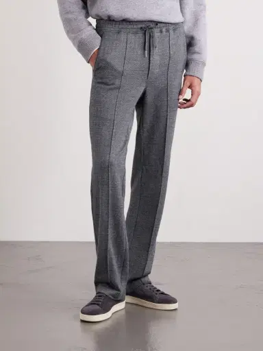 Tom Ford Straight-Leg Herringbone Cotton, Wool and Silk-Blend Drawstring Trousers - Men | Thumbnail 3 Tom Ford Straight-Leg Herringbone Cotton, Wool and Silk-Blend Drawstring Trousers - Men | Thumbnail 3