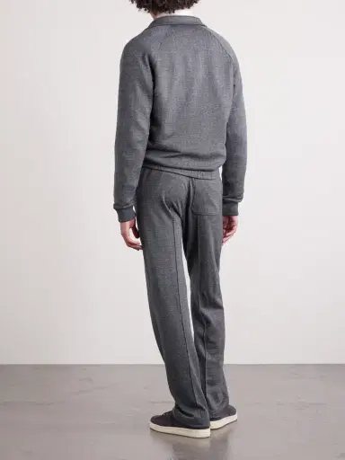 Tom Ford Straight-Leg Herringbone Cotton, Wool and Silk-Blend Drawstring Trousers - Men | Thumbnail 4 Tom Ford Straight-Leg Herringbone Cotton, Wool and Silk-Blend Drawstring Trousers - Men | Thumbnail 4