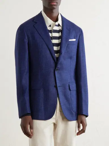 dunhill Checked Wool, Silk and Cashmere-Blend Blazer - Men | Thumbnail 3 dunhill Checked Wool, Silk and Cashmere-Blend Blazer - Men | Thumbnail 3