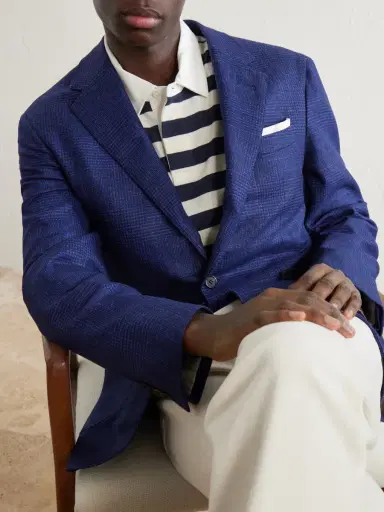 dunhill Checked Wool, Silk and Cashmere-Blend Blazer - Men | Thumbnail 5 dunhill Checked Wool, Silk and Cashmere-Blend Blazer - Men | Thumbnail 5
