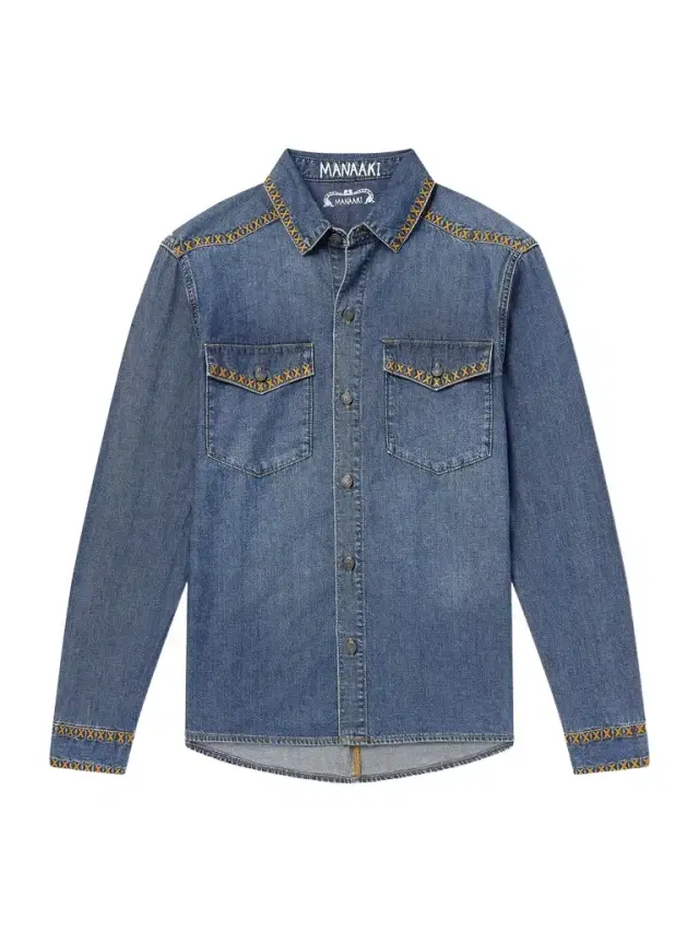 Tukutuku Embroidered Denim Shirt - Men Tukutuku Embroidered Denim Shirt - Men