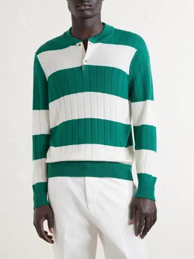 dunhill Striped Cashmere and Silk-Blend Polo Shirt - Men | Thumbnail 3 dunhill Striped Cashmere and Silk-Blend Polo Shirt - Men | Thumbnail 3