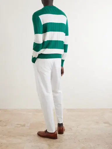 dunhill Striped Cashmere and Silk-Blend Polo Shirt - Men | Thumbnail 4 dunhill Striped Cashmere and Silk-Blend Polo Shirt - Men | Thumbnail 4