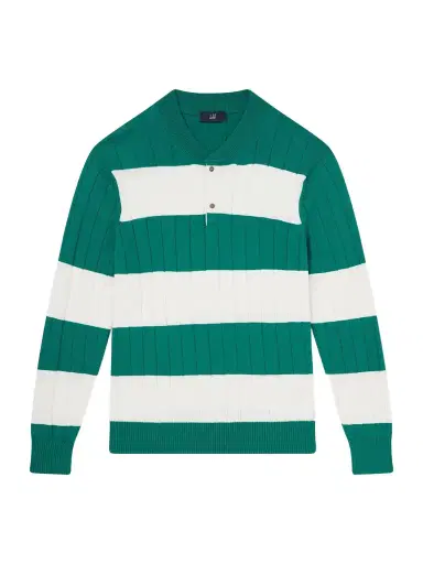 dunhill Striped Cashmere and Silk-Blend Polo Shirt - Men | Thumbnail 1 dunhill Striped Cashmere and Silk-Blend Polo Shirt - Men | Thumbnail 1