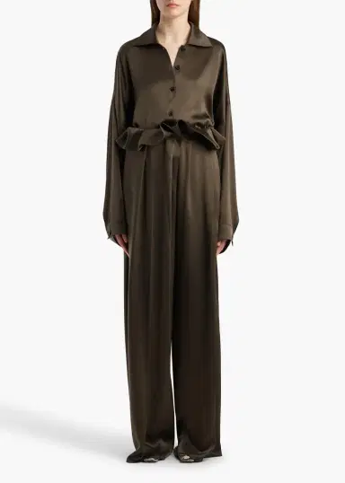 Khaite Bodine Top In Dark Olive Silk | Thumbnail 2 Khaite Bodine Top In Dark Olive Silk | Thumbnail 2