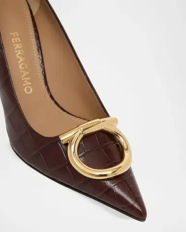Ferragamo 70mm Lara Croc-Embossed Leather Pumps | Thumbnail 3 Ferragamo 70mm Lara Croc-Embossed Leather Pumps | Thumbnail 3