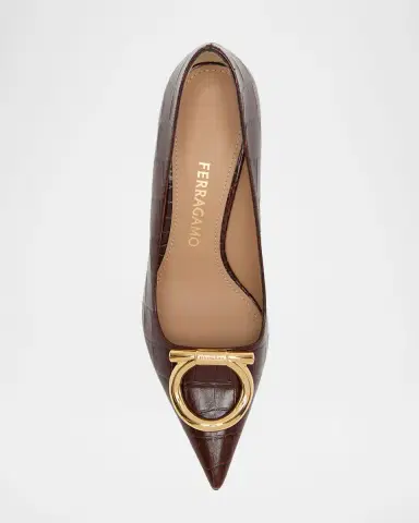 Ferragamo 70mm Lara Croc-Embossed Leather Pumps | Thumbnail 4 Ferragamo 70mm Lara Croc-Embossed Leather Pumps | Thumbnail 4