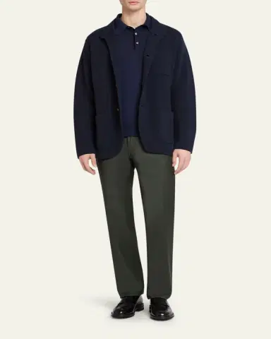 Kiton Men's Punto Cashmere Knit Band-Collar Jacket | Thumbnail 2 Kiton Men's Punto Cashmere Knit Band-Collar Jacket | Thumbnail 2
