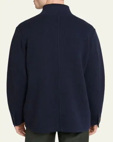 Kiton Men's Punto Cashmere Knit Band-Collar Jacket | Thumbnail 3 Kiton Men's Punto Cashmere Knit Band-Collar Jacket | Thumbnail 3