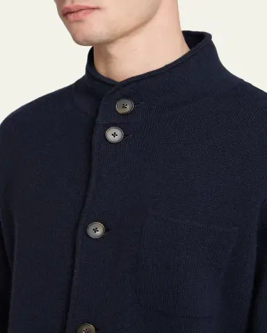 Kiton Men's Punto Cashmere Knit Band-Collar Jacket | Thumbnail 5 Kiton Men's Punto Cashmere Knit Band-Collar Jacket | Thumbnail 5