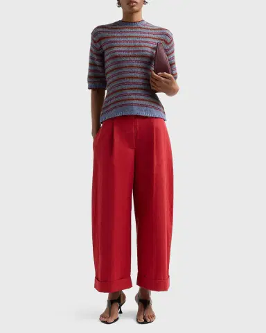 Proenza Schouler White Label Dana Striped Short-Sleeve Sweater | Thumbnail 2 Proenza Schouler White Label Dana Striped Short-Sleeve Sweater | Thumbnail 2