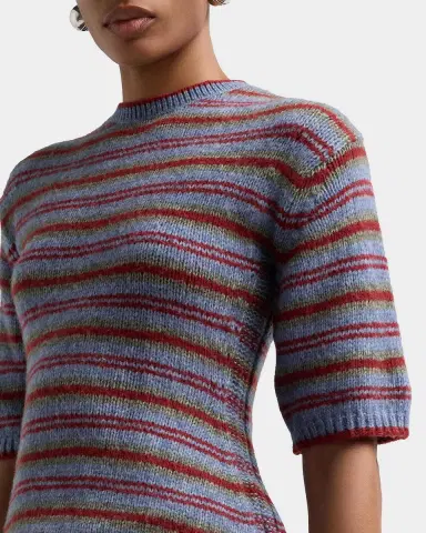 Proenza Schouler White Label Dana Striped Short-Sleeve Sweater | Thumbnail 5 Proenza Schouler White Label Dana Striped Short-Sleeve Sweater | Thumbnail 5