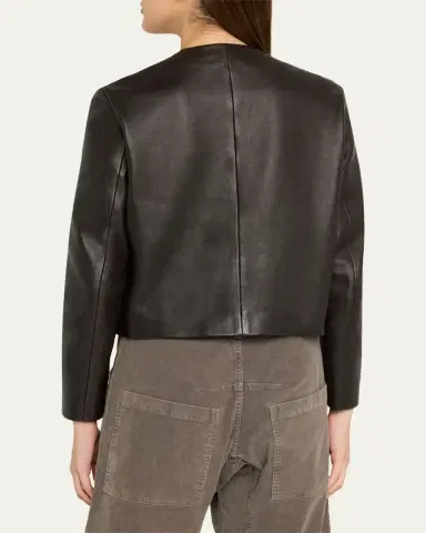 Nili Lotan Ophelie Leather Collarless Jacket | Thumbnail 3 Nili Lotan Ophelie Leather Collarless Jacket | Thumbnail 3