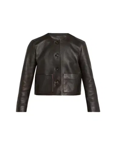 Nili Lotan Ophelie Leather Collarless Jacket | Thumbnail 1 Nili Lotan Ophelie Leather Collarless Jacket | Thumbnail 1