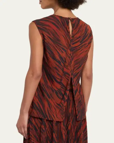 Proenza Schouler White Label Megan Sleeveless Printed Twill Top | Thumbnail 3 Proenza Schouler White Label Megan Sleeveless Printed Twill Top | Thumbnail 3