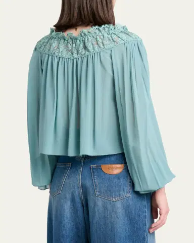 Chloé Iconic Organic Silk Georgette Top | Thumbnail 3 Chloé Iconic Organic Silk Georgette Top | Thumbnail 3