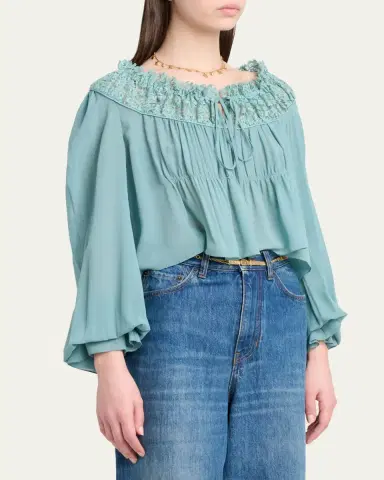 Chloé Iconic Organic Silk Georgette Top | Thumbnail 4 Chloé Iconic Organic Silk Georgette Top | Thumbnail 4