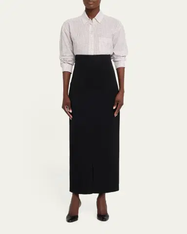 The Row Iphora Wool Crepe Slit Midi Skirt | Thumbnail 2 The Row Iphora Wool Crepe Slit Midi Skirt | Thumbnail 2
