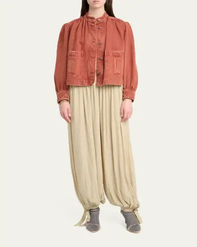 Chloé Gathered Denim Jacket | Thumbnail 2 Chloé Gathered Denim Jacket | Thumbnail 2