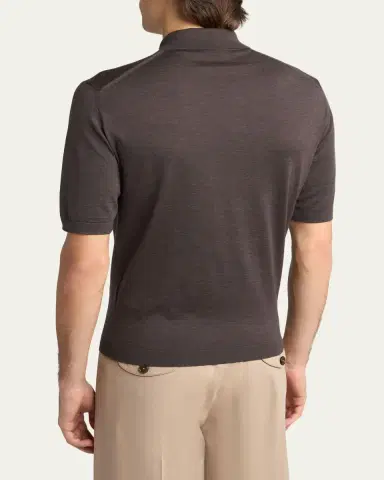 Jil Sander Men's Lightweight Wool Polo T-Shirt | Thumbnail 3 Jil Sander Men's Lightweight Wool Polo T-Shirt | Thumbnail 3