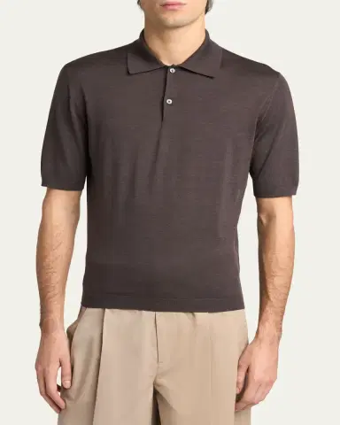 Jil Sander Men's Lightweight Wool Polo T-Shirt | Thumbnail 4 Jil Sander Men's Lightweight Wool Polo T-Shirt | Thumbnail 4