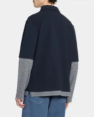 OFFICINE GÉNÉRALE Men's Percy Layered Cotton Polo Shirt | Thumbnail 3 OFFICINE GÉNÉRALE Men's Percy Layered Cotton Polo Shirt | Thumbnail 3