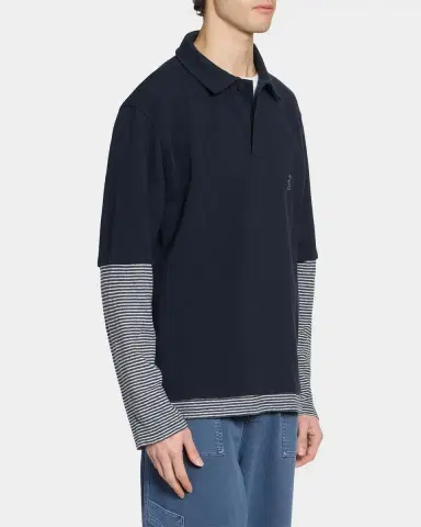 OFFICINE GÉNÉRALE Men's Percy Layered Cotton Polo Shirt | Thumbnail 6 OFFICINE GÉNÉRALE Men's Percy Layered Cotton Polo Shirt | Thumbnail 6
