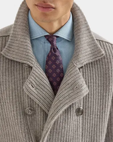 Brunello Cucinelli Men's Chevron Medallion Jacquard Silk Tie | Thumbnail 2 Brunello Cucinelli Men's Chevron Medallion Jacquard Silk Tie | Thumbnail 2