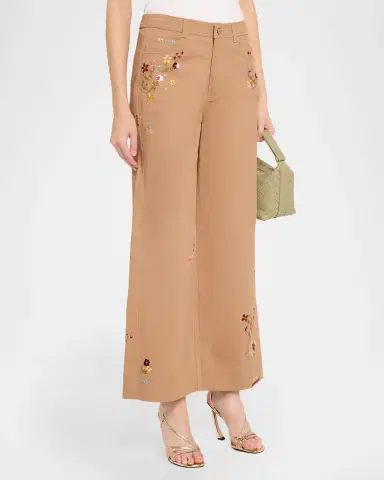 Cinq a Sept Flared Wildflower Embroidered Pants | Thumbnail 4 Cinq a Sept Flared Wildflower Embroidered Pants | Thumbnail 4
