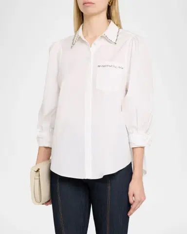 Cinq à Sept Kaitlin Embellished Poplin Shirt | Thumbnail 3 Cinq à Sept Kaitlin Embellished Poplin Shirt | Thumbnail 3