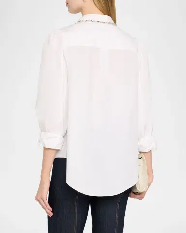 Cinq à Sept Kaitlin Embellished Poplin Shirt | Thumbnail 4 Cinq à Sept Kaitlin Embellished Poplin Shirt | Thumbnail 4