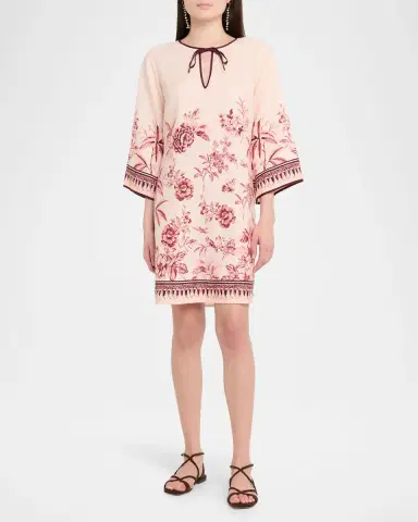 Johnny Was Floral-Print Linen Shift Dress | Thumbnail 2 Johnny Was Floral-Print Linen Shift Dress | Thumbnail 2