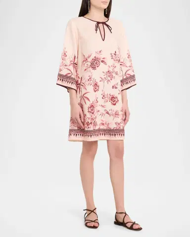 Johnny Was Floral-Print Linen Shift Dress | Thumbnail 4 Johnny Was Floral-Print Linen Shift Dress | Thumbnail 4