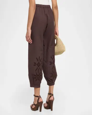 Johnny Was Lysander Eyelet-Embroidered Barrel Crop Pants | Thumbnail 3 Johnny Was Lysander Eyelet-Embroidered Barrel Crop Pants | Thumbnail 3