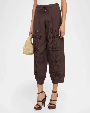 Johnny Was Lysander Eyelet-Embroidered Barrel Crop Pants | Thumbnail 4 Johnny Was Lysander Eyelet-Embroidered Barrel Crop Pants | Thumbnail 4