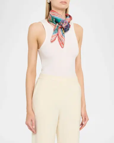 Johnny Was Floral-Print Silk Square Scarf | Thumbnail 3 Johnny Was Floral-Print Silk Square Scarf | Thumbnail 3
